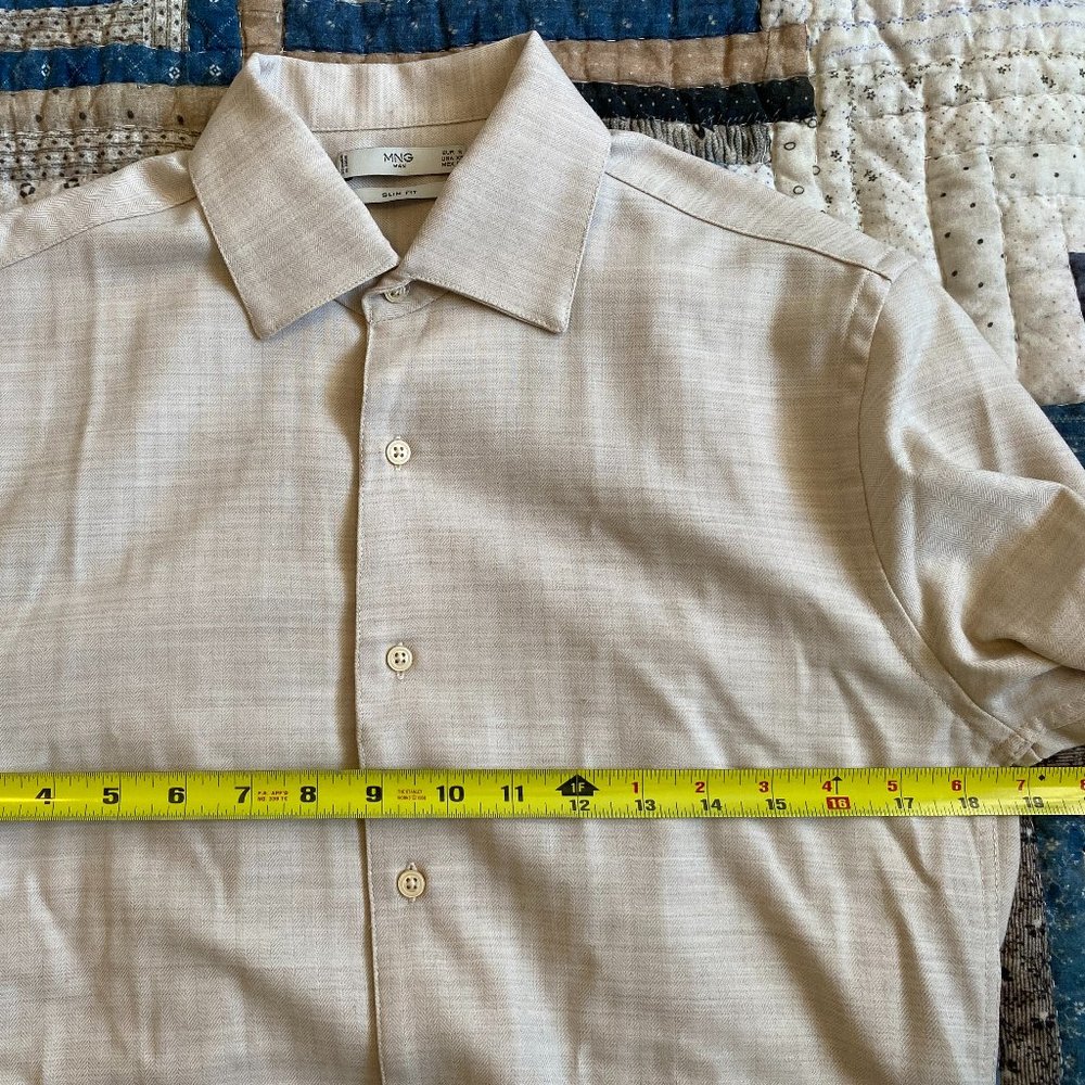 Mango Man Slim Fit Herringbone Pattern Button Dow… - image 6